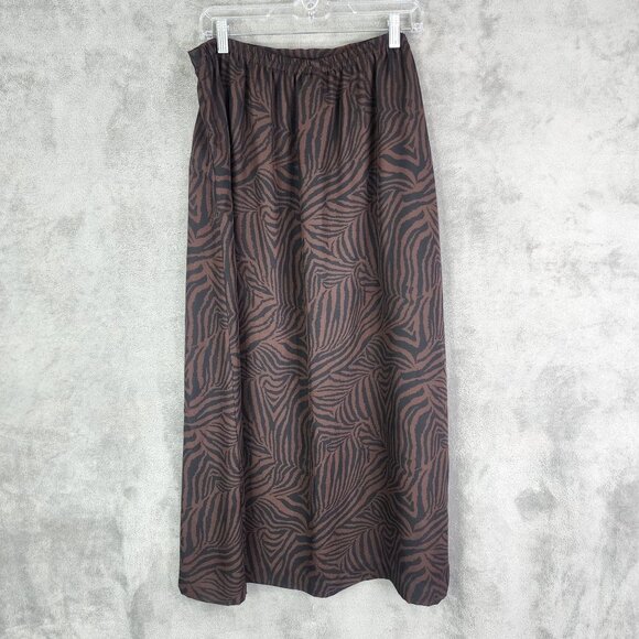 Womens Stonebridge Brown & Black Zebra Print Midi Skirt Polyester Size L - Picture 8 of 9